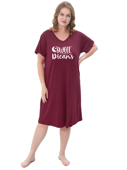 Nightgown for Women Plus Size Long Sleepwear Printed Comfy Sleep Shirts 3 Pack