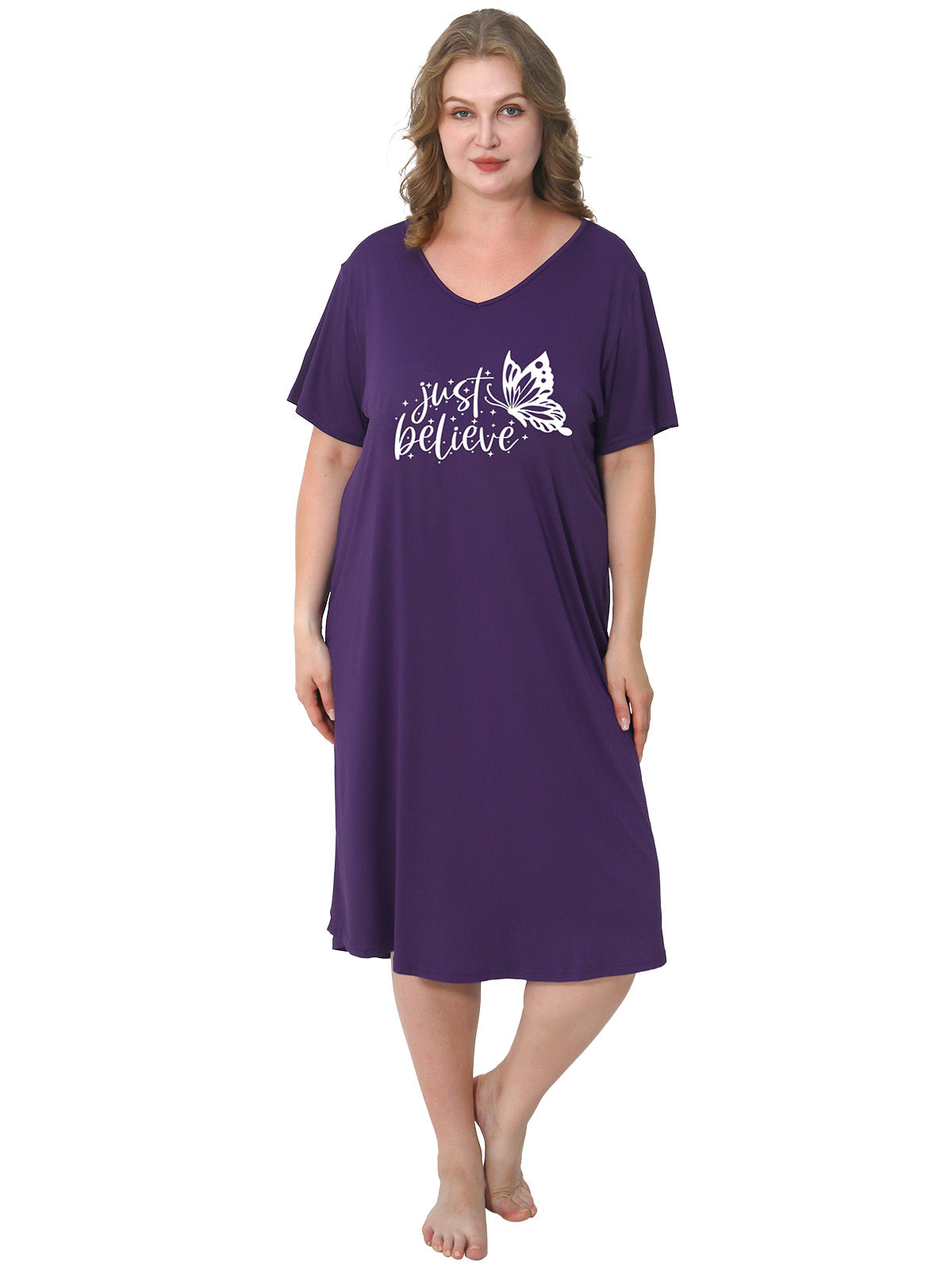 Nightgown for Women Plus Size Long Sleepwear Printed Comfy Sleep Shirts 3 Pack