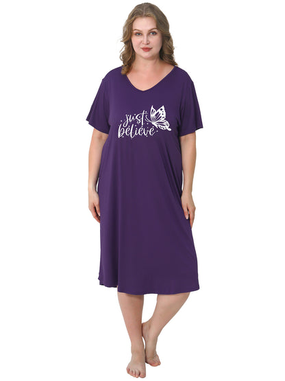 Nightgown for Women Plus Size Long Sleepwear Printed Comfy Sleep Shirts 3 Pack