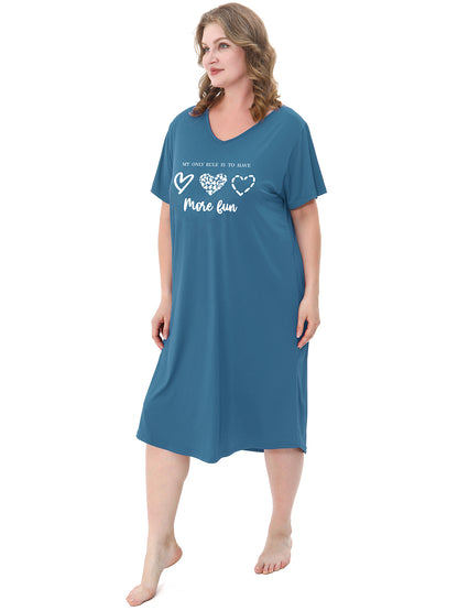 Nightgown for Women Plus Size Long Sleepwear Printed Comfy Sleep Shirts 3 Pack