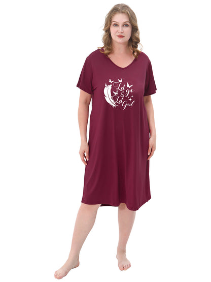 Nightgown for Women Plus Size Long Sleepwear Printed Comfy Sleep Shirts 3 Pack