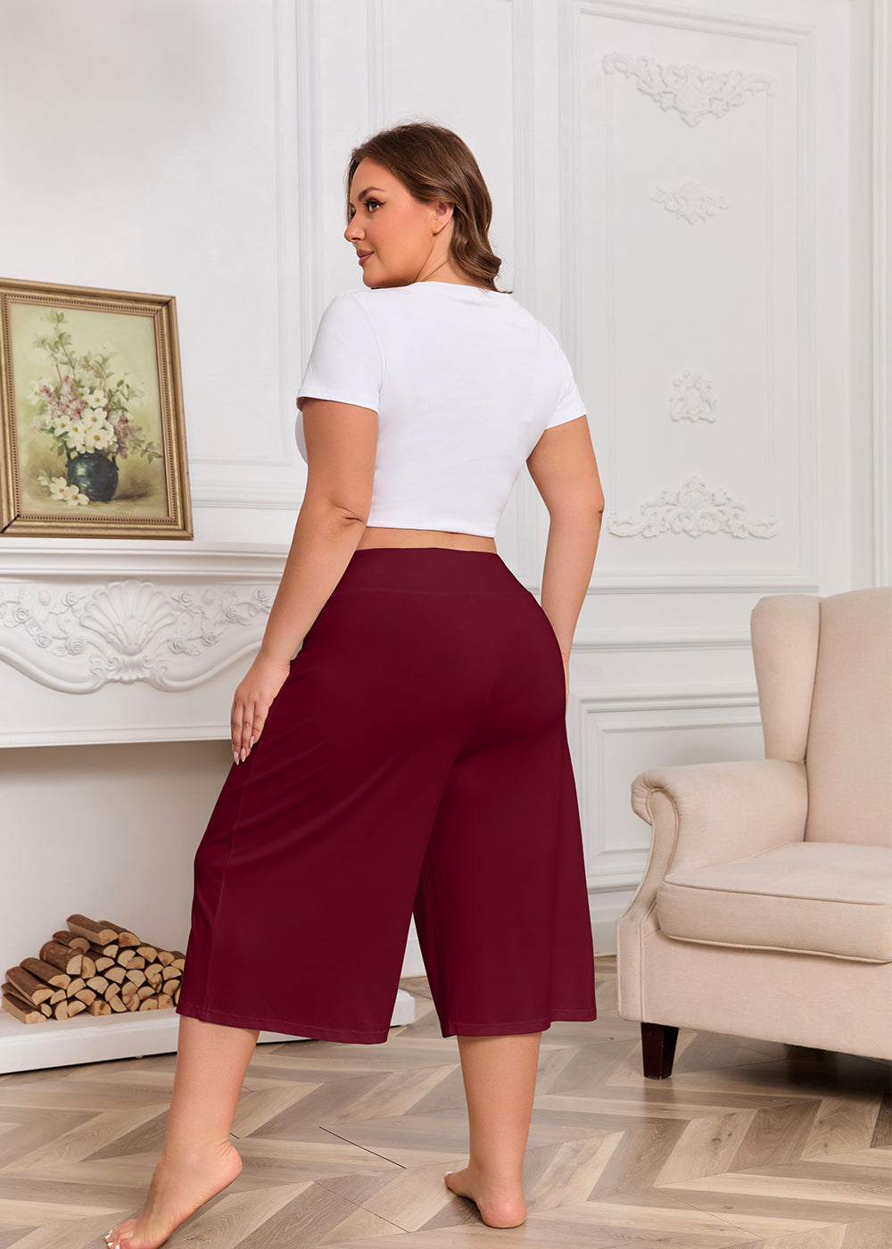 Women Plus Size Pajama Pant Capri Printed Sleep Pant with Pockets 3-Pack