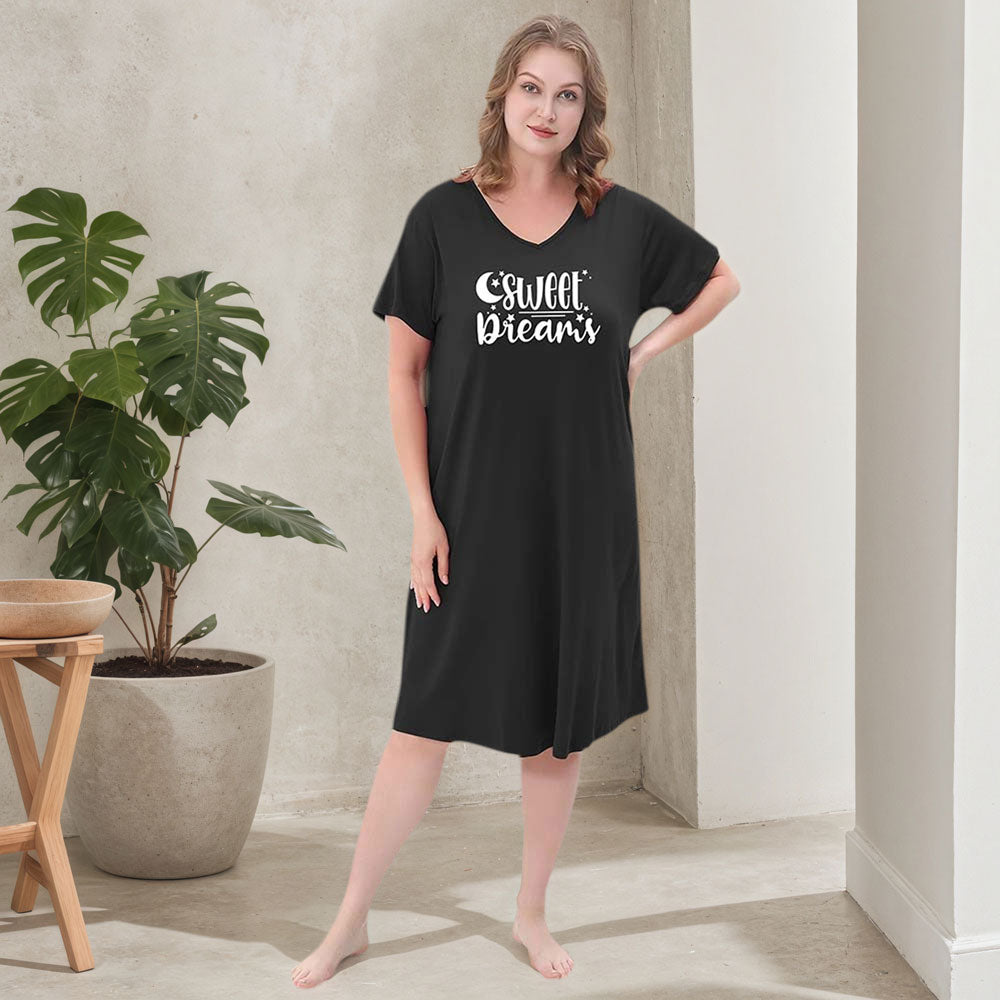 FEREMO 3 Pack Nightgowns for Women Plus Size V Neck Sleepwear Loose Comfy Night Gown