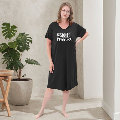 FEREMO 3 Pack Nightgowns for Women Plus Size V Neck Sleepwear Loose Comfy Night Gown