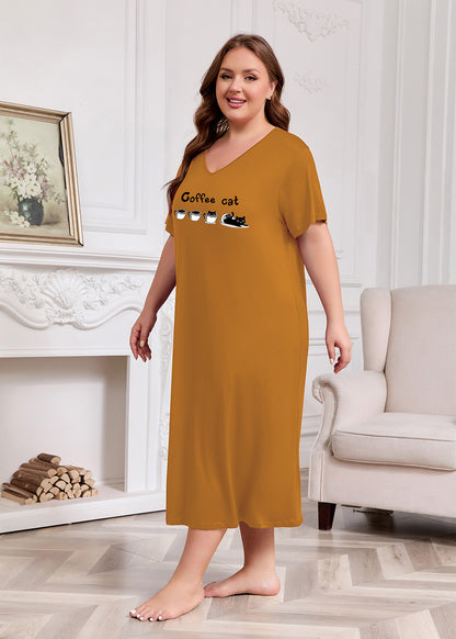 Nightgown for Women Plus Size Long Sleepwear Printed Comfy Sleep Shirts 3 Pack