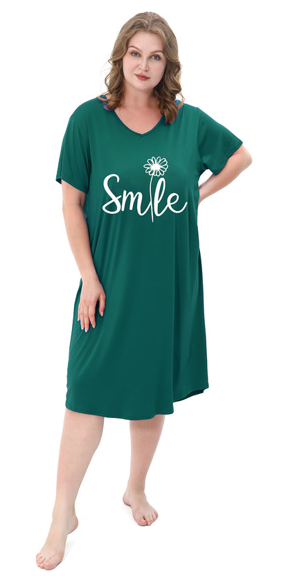 Nightgown for Women Plus Size Long Sleepwear Printed Comfy Sleep Shirts 3 Pack