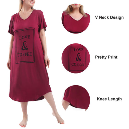 FEREMO 3 Pack Nightgowns for Women Plus Size V Neck Sleepwear Loose Comfy Night Gown