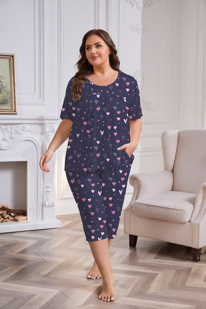 Women Plus Size Pajamas Set with Pockets