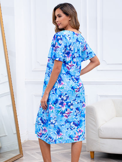Nightgown for Women Button Short Sleeve House Dresses with Pockets
