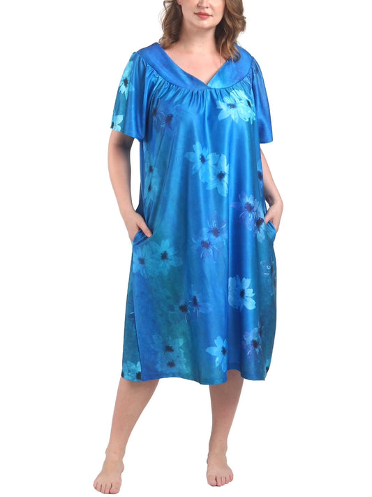 FEREMO Plus Size Nightgowns Womens House Dress with Pockets Short Sleeve Moomoo Nightgown Lounge Dresses for Women