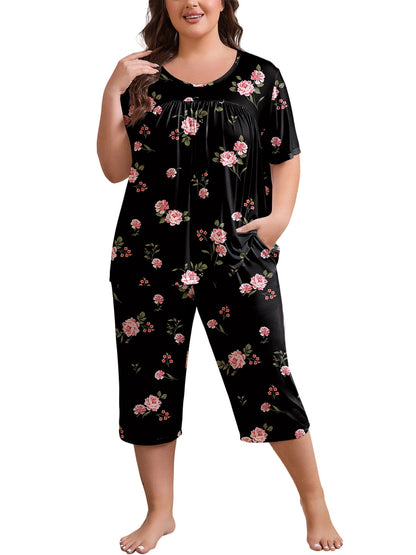 Women Plus Size Pajamas Set with Pockets