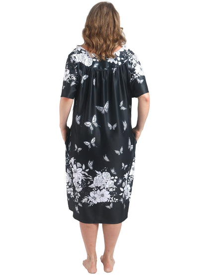 FEREMO Plus Size Nightgowns Womens House Dress with Pockets Short Sleeve Moomoo Nightgown Lounge Dresses for Women