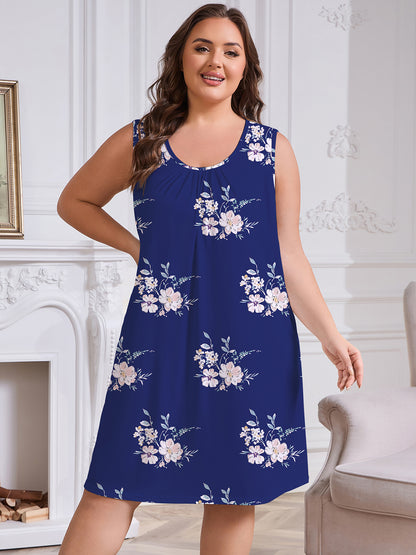 Nightgowns for Women Plus Size Sleeveless Tank Sleep Dress Soft Print Sleepwear