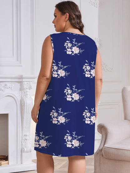 Nightgowns for Women Plus Size Sleeveless Tank Sleep Dress Soft Print Sleepwear