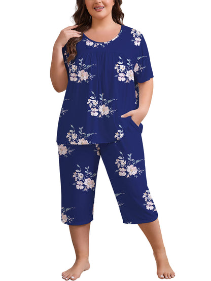 Women Plus Size Pajamas Set with Pockets