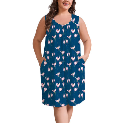 Nightgowns for Women Plus Size Sleeveless Tank Sleep Dress Soft Print Sleepwear