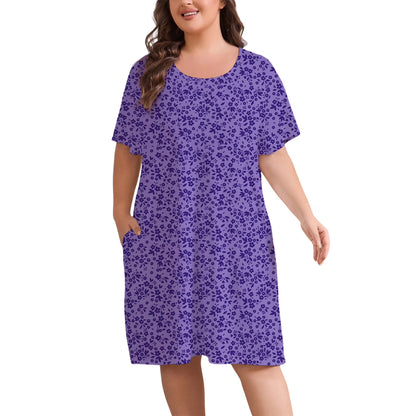 Plus Size Nightgowns for Women Floral Print Short Sleeve Nightshirts Knee Length Sleepshirt Sleepwear with Pockets