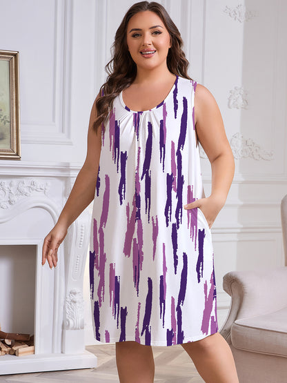 Nightgowns for Women Plus Size Sleeveless Tank Sleep Dress Soft Print Sleepwear
