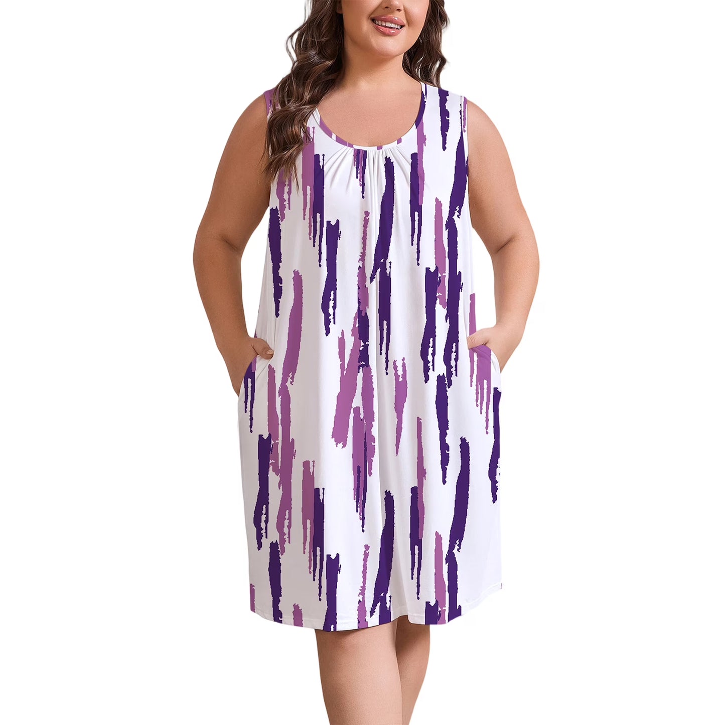 Nightgowns for Women Plus Size Sleeveless Tank Sleep Dress Soft Print Sleepwear