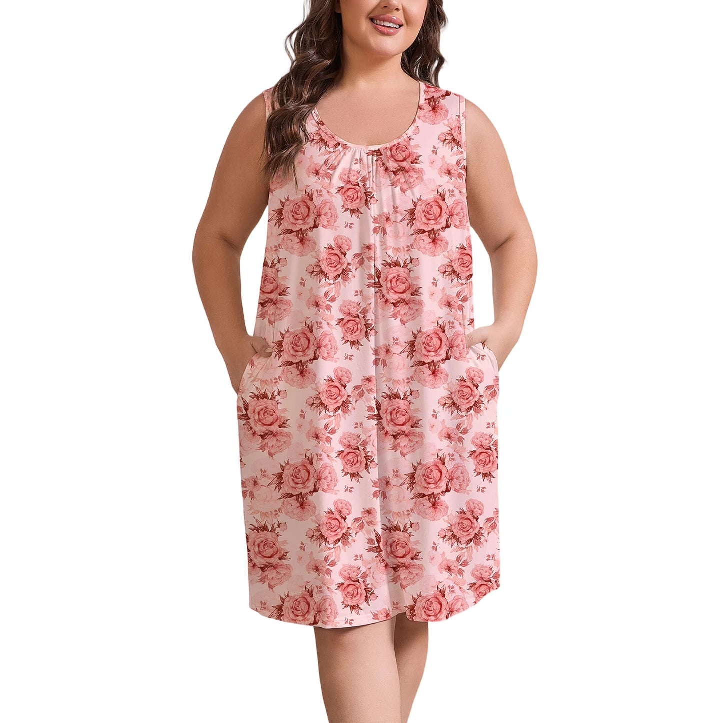 Nightgowns for Women Plus Size Sleeveless Tank Sleep Dress Soft Print Sleepwear