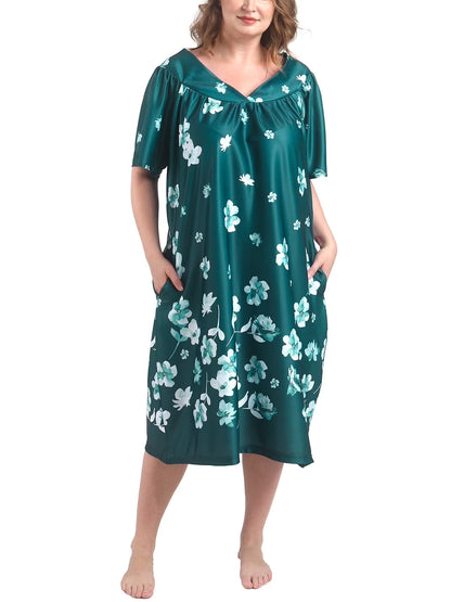 FEREMO Plus Size Nightgowns Womens House Dress with Pockets Short Sleeve Moomoo Nightgown Lounge Dresses for Women