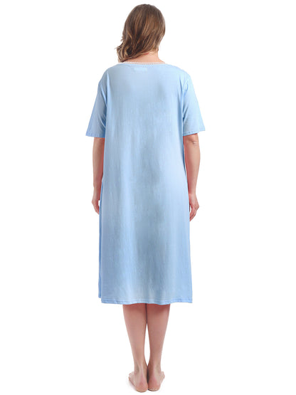 100% Cotton Plus Size Nightgowns for Women Short Sleeve Ladies Sleepwear