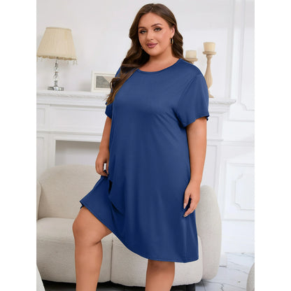 Nightgowns for Women Plus Size Print Pajama Dress Short Sleeves Sleepwear with Pockets 3 Pack