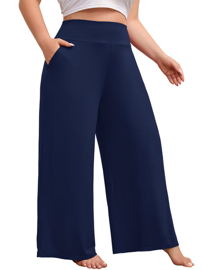 FEREMO Women's Plus Size Wide Leg Pajama Pants High Waist Lounge Pants with Side Pockets 3 Pack, Sizes 1-5X