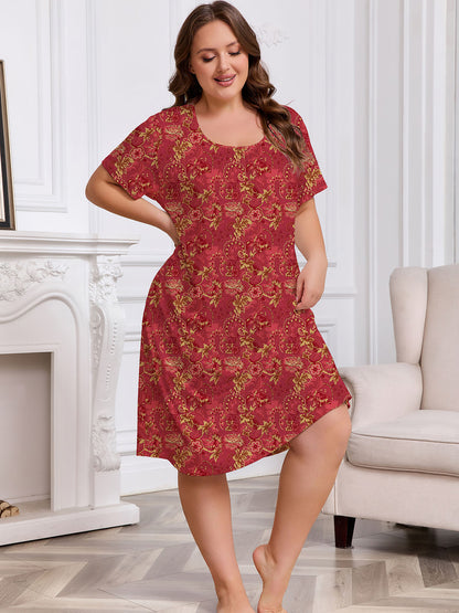 FEREMO Nightgowns for Women Plus Size Pleated Sleepwear with Pockets 3 Pack