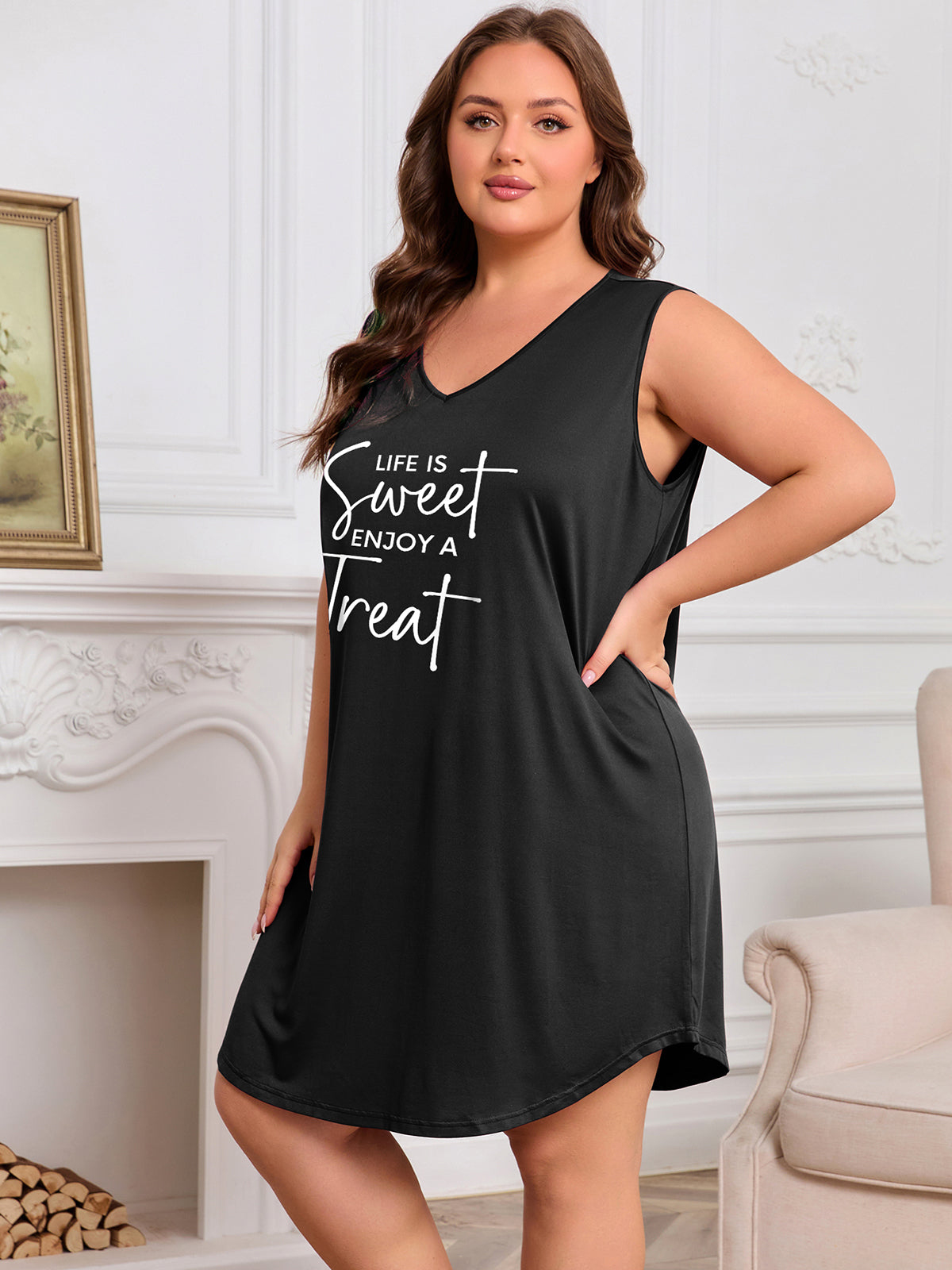3 Pack Nightgowns for Women Plus Size Sleeveless Print Nightshirts Crew Neck Sleepshirt Soft Sleepwear 1X-5X