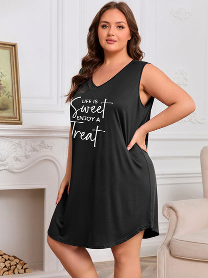 3 Pack Nightgowns for Women Plus Size Sleeveless Print Nightshirts Crew Neck Sleepshirt Soft Sleepwear 1X-5X