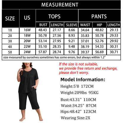 Women Plus Size Pajamas Set with Pockets