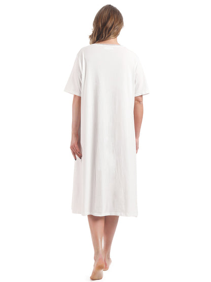 100% Cotton Plus Size Nightgowns for Women Short Sleeve Ladies Sleepwear